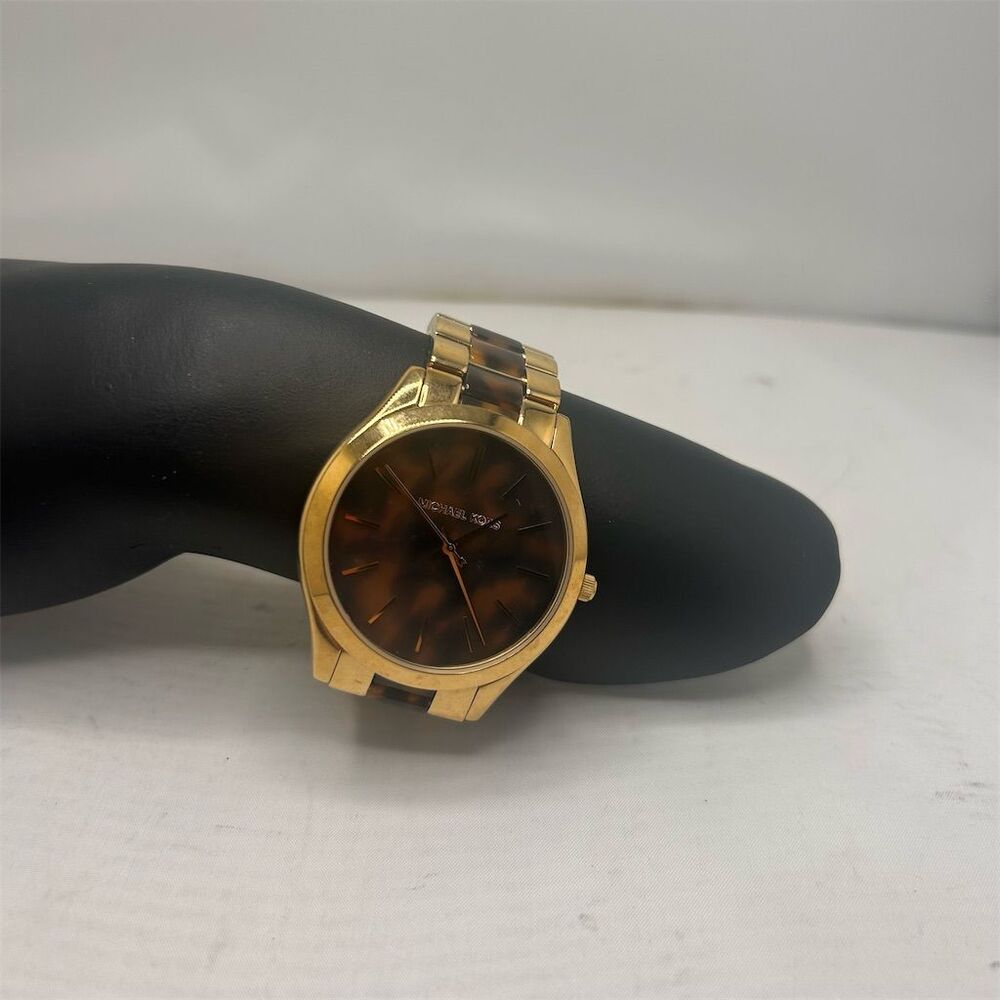 Michael Kors Women's Gold-Tone Tortoise Dial Luxury Watch